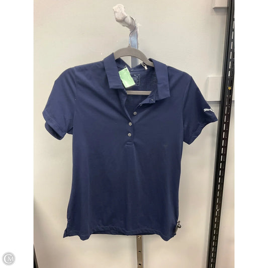 Athletic Top Short Sleeve By Puma In Navy, Size: M