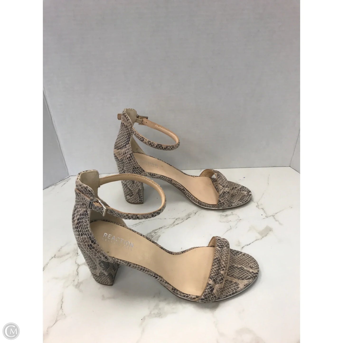 Sandals Heels Block By Kenneth Cole Reaction In Animal Print, Size: 10