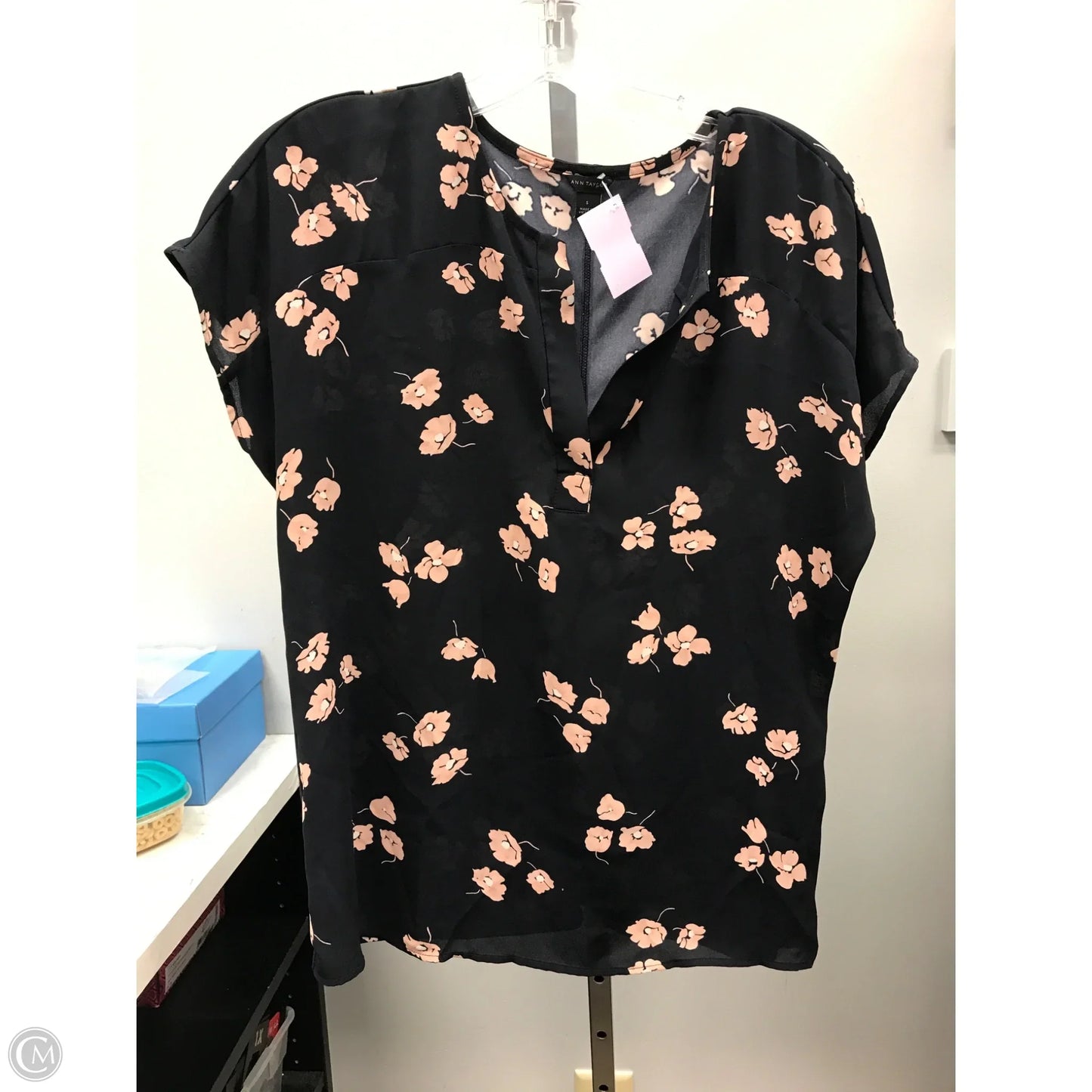 Top Short Sleeve By Ann Taylor In Blue & Pink, Size: S