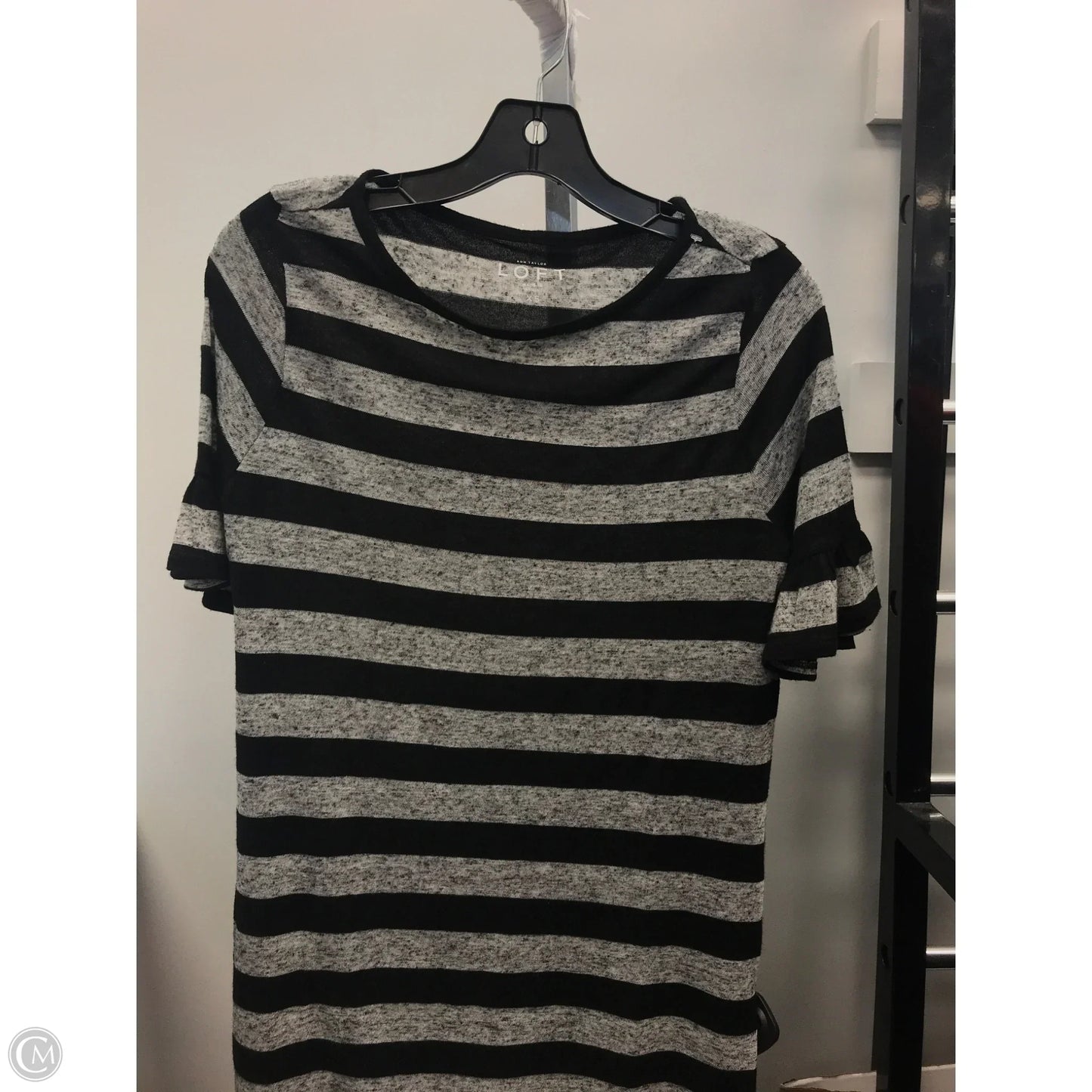 Top Short Sleeve By Loft In Black & Grey, Size: Xs