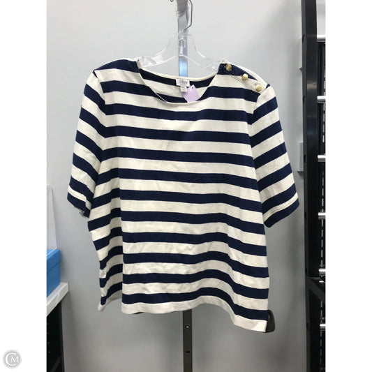 Top Short Sleeve By J. Crew In Blue & Cream, Size: Xxl