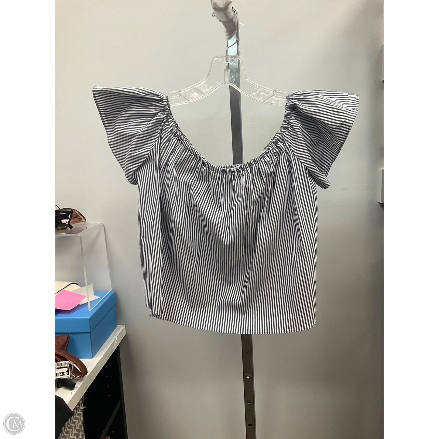 Top 2pc 3/4 Sleeve By Zara Basic In Blue & White, Size: S