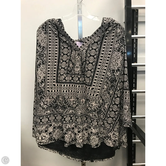 Top 3/4 Sleeve By Lucky Brand In Black & Cream, Size: 1x