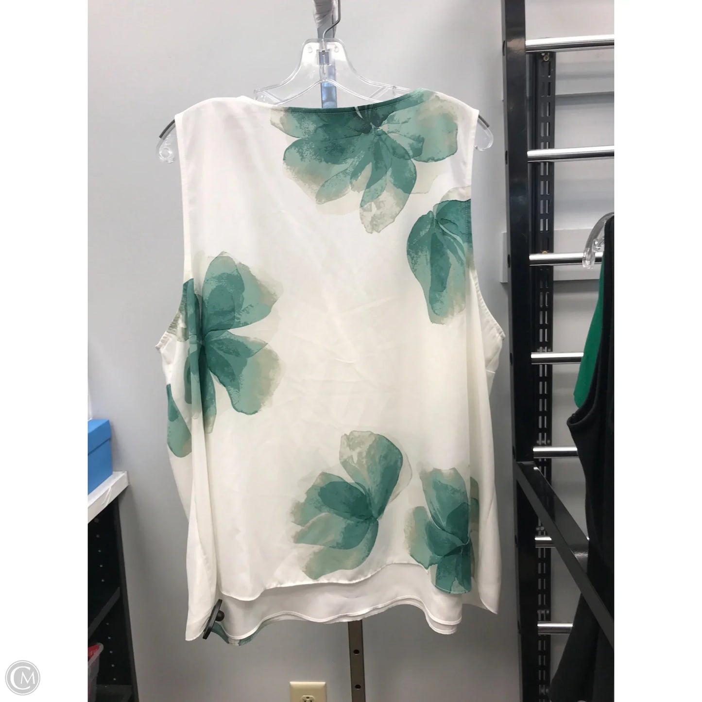 Top Sleeveless By Nine West Apparel In Green & White, Size: 2x