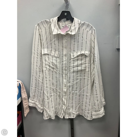 Top Long Sleeve By George In Grey & White, Size: 16