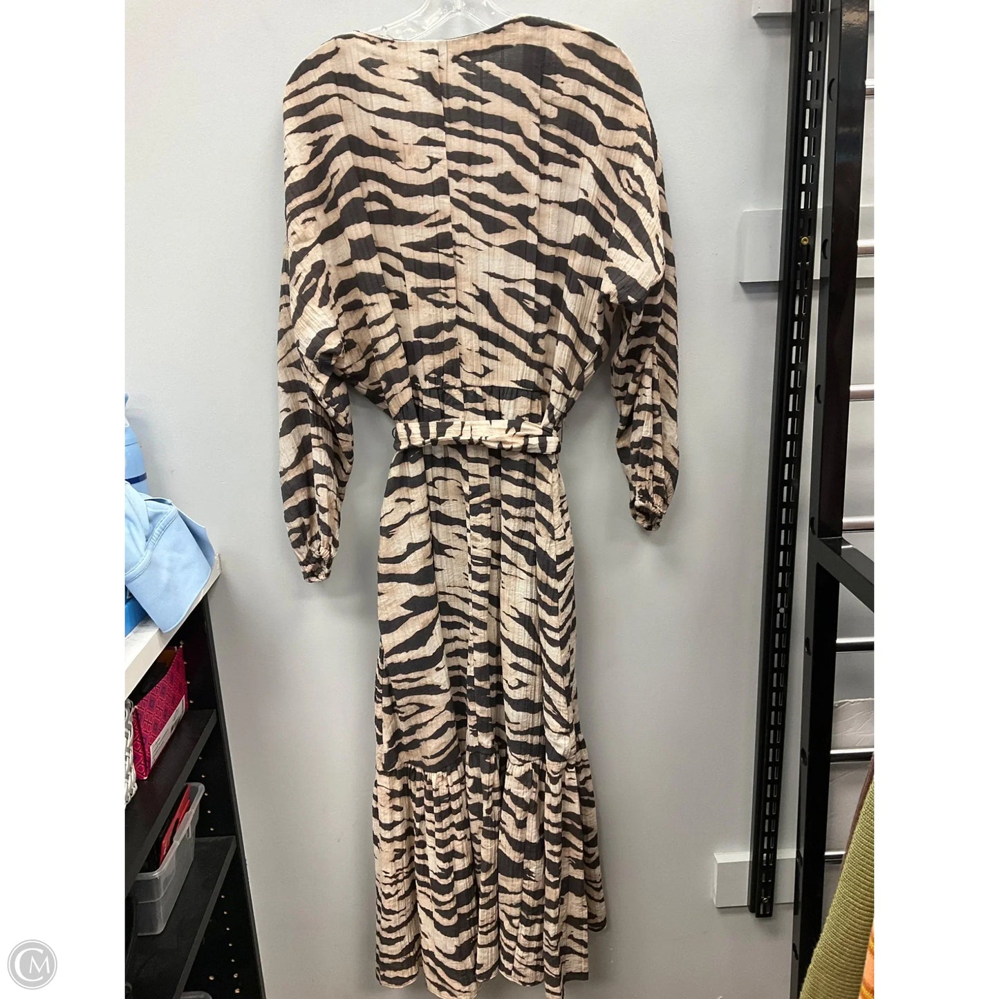 Dress Casual Midi By H&m In Brown & Cream, Size: M
