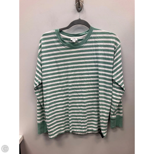 Top Long Sleeve Basic By J. Crew In Green & White, Size: M