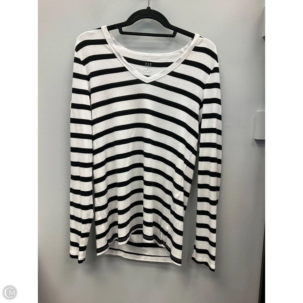 Top Long Sleeve Basic By Gap In Black & White, Size: Xl