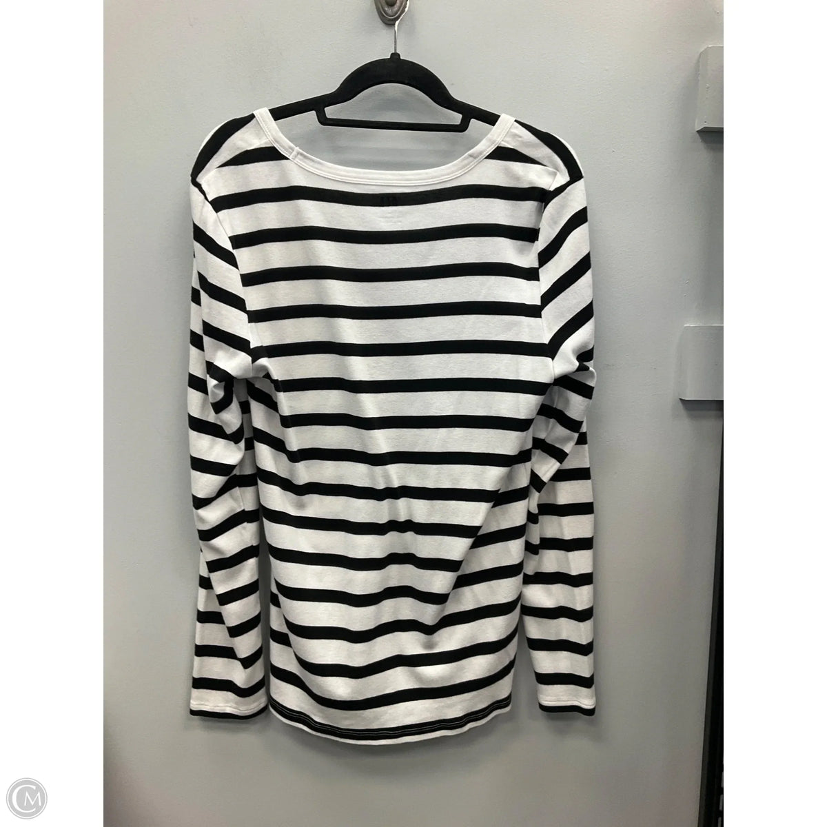 Top Long Sleeve Basic By Gap In Black & White, Size: Xl