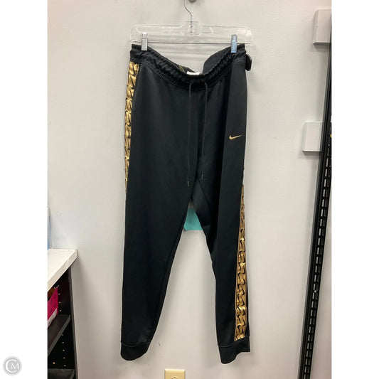 Athletic Pants By Nike Apparel In Black & Gold, Size: L