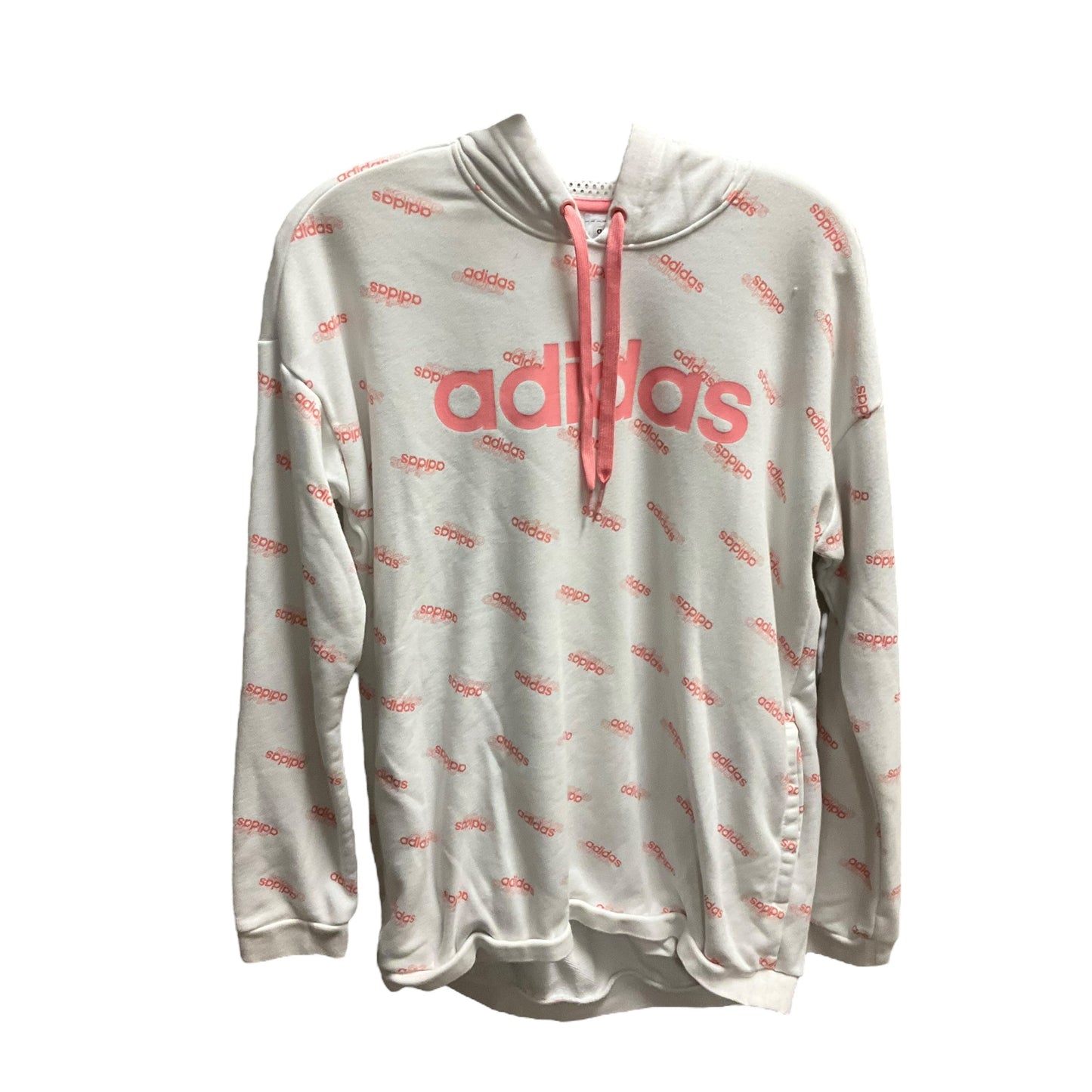 Sweatshirt Hoodie By Adidas In Pink & White, Size: M