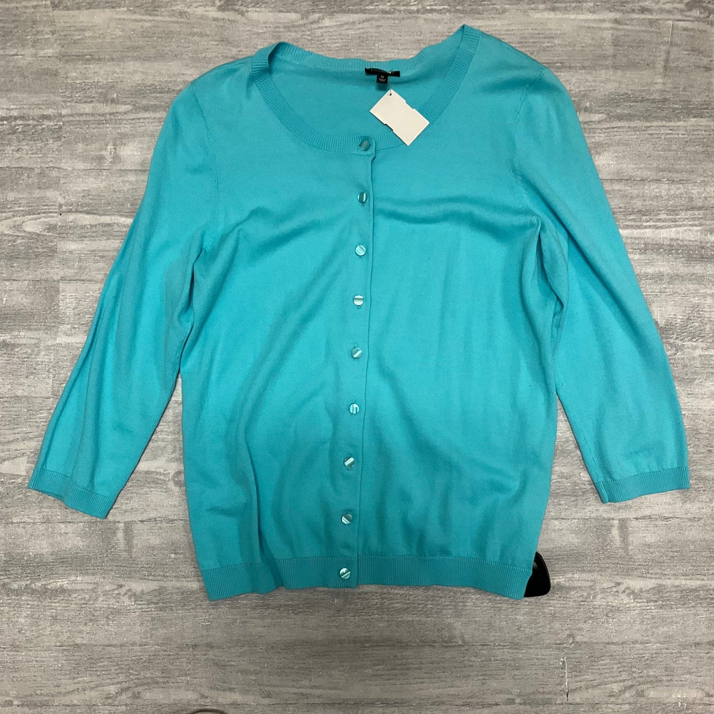 Sweater Cardigan By Talbots In Aqua, Size: M