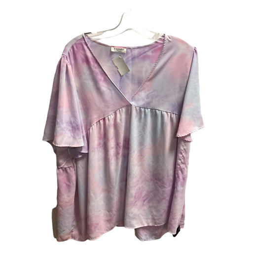Pink & Purple Top Short Sleeve Andree By Unit, Size 2x
