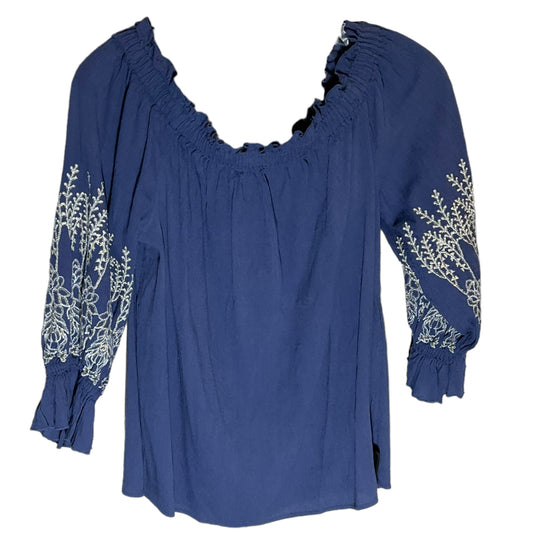 Top Long Sleeve By Inc In Blue, Size: M