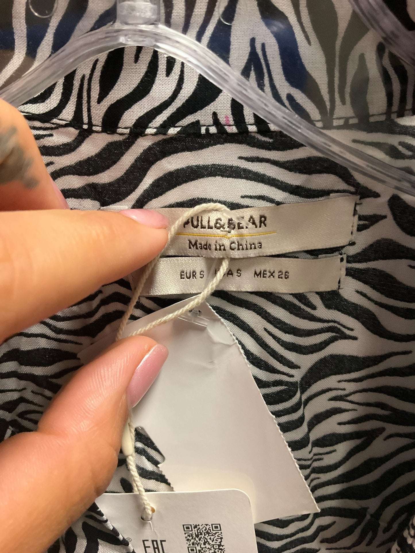 Zebra Print Top Sleeveless Pull & Bear, Size S