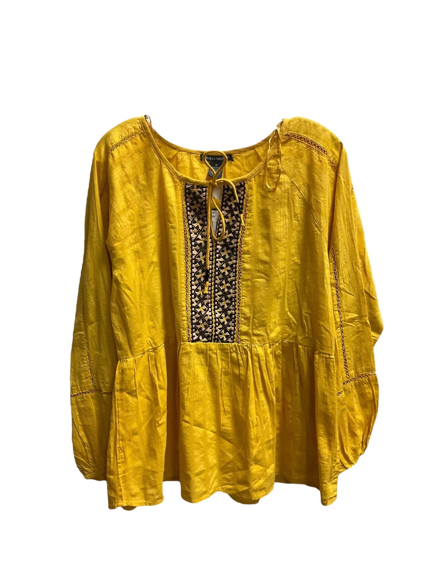 Yellow Top Long Sleeve Chelsea And Theodore, Size M