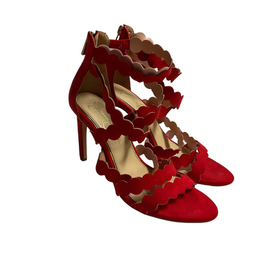 Sandals Heels Stiletto By Jessica Simpson In Red, Size: 8.5