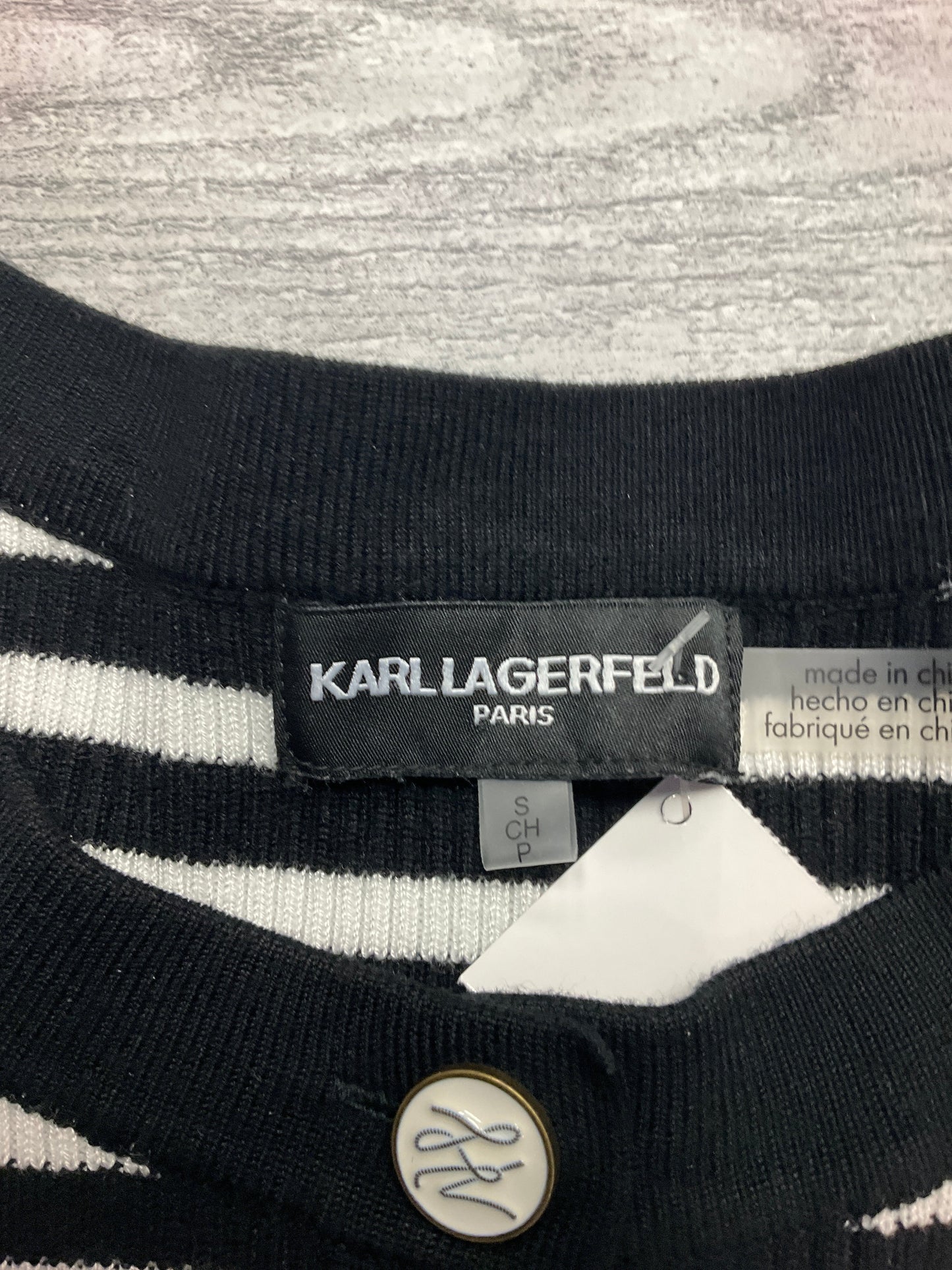 Top Long Sleeve Designer By Karl Lagerfeld In Striped Pattern, Size: S