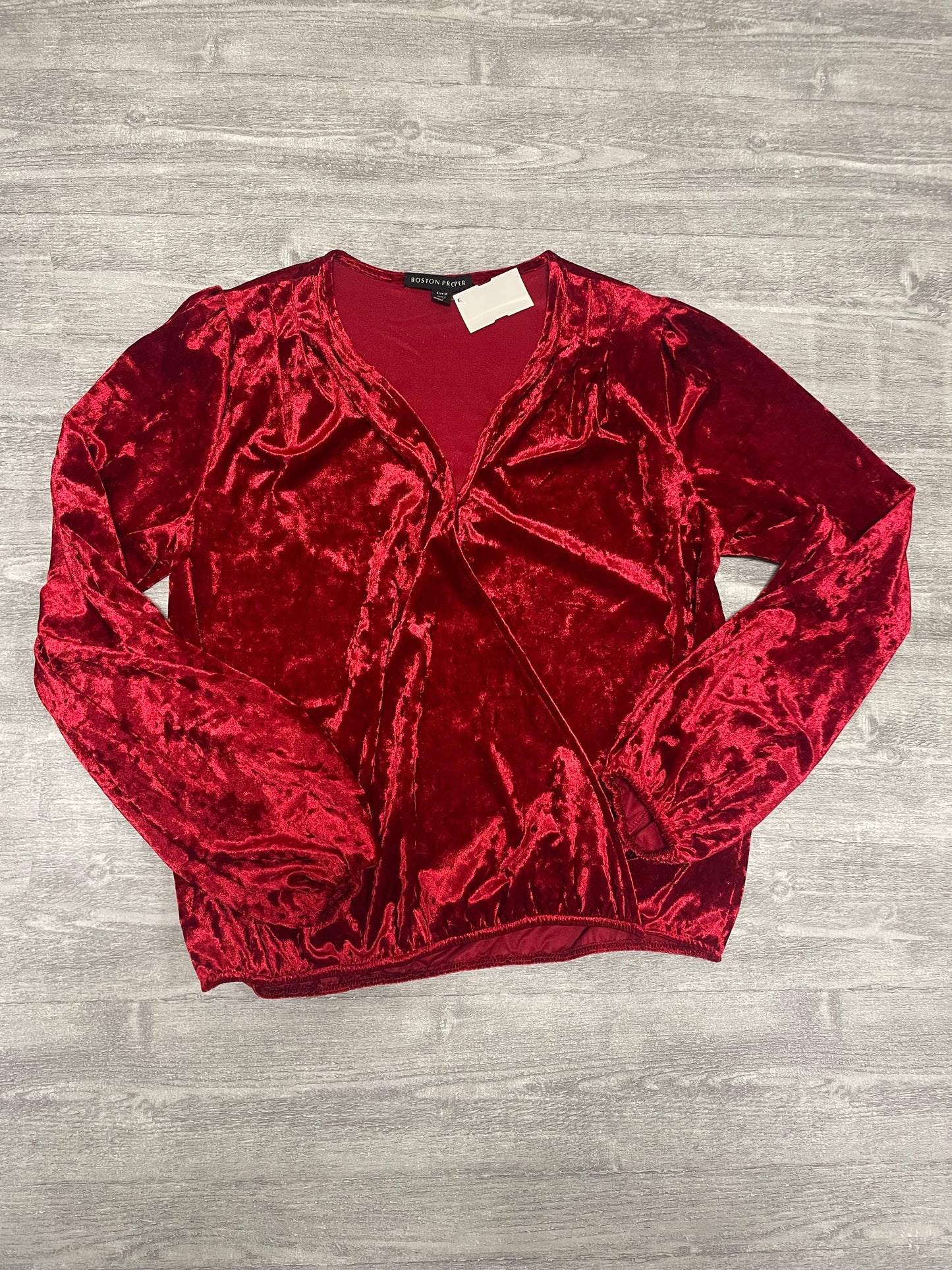 Top Long Sleeve By Boston Proper In Red, Size: M