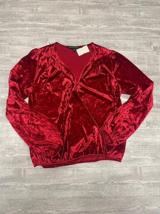 Top Long Sleeve By Boston Proper In Red, Size: M