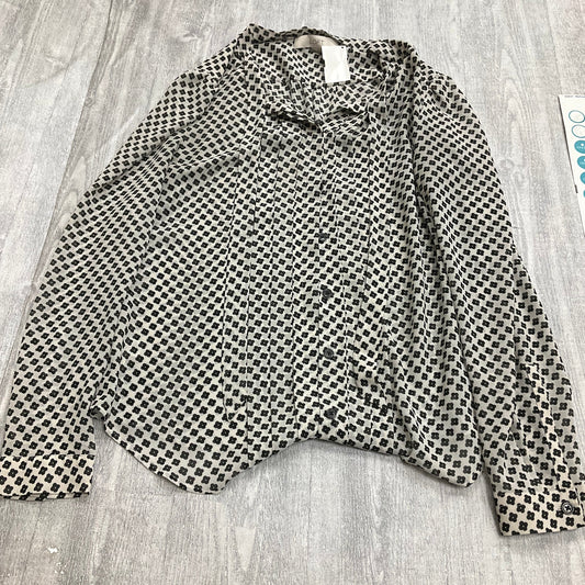 Top Long Sleeve By Loft In Black & White, Size: M