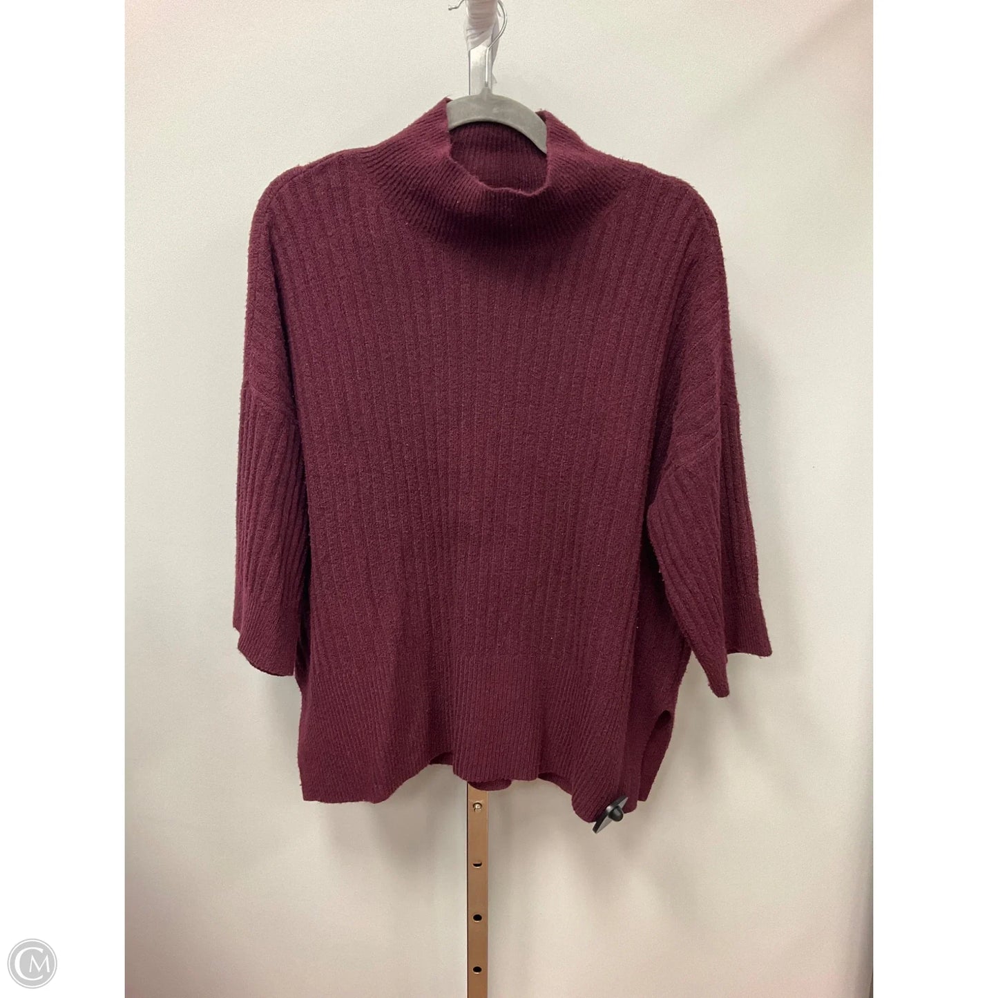 Sweater Short Sleeve By Loft In Maroon, Size: M