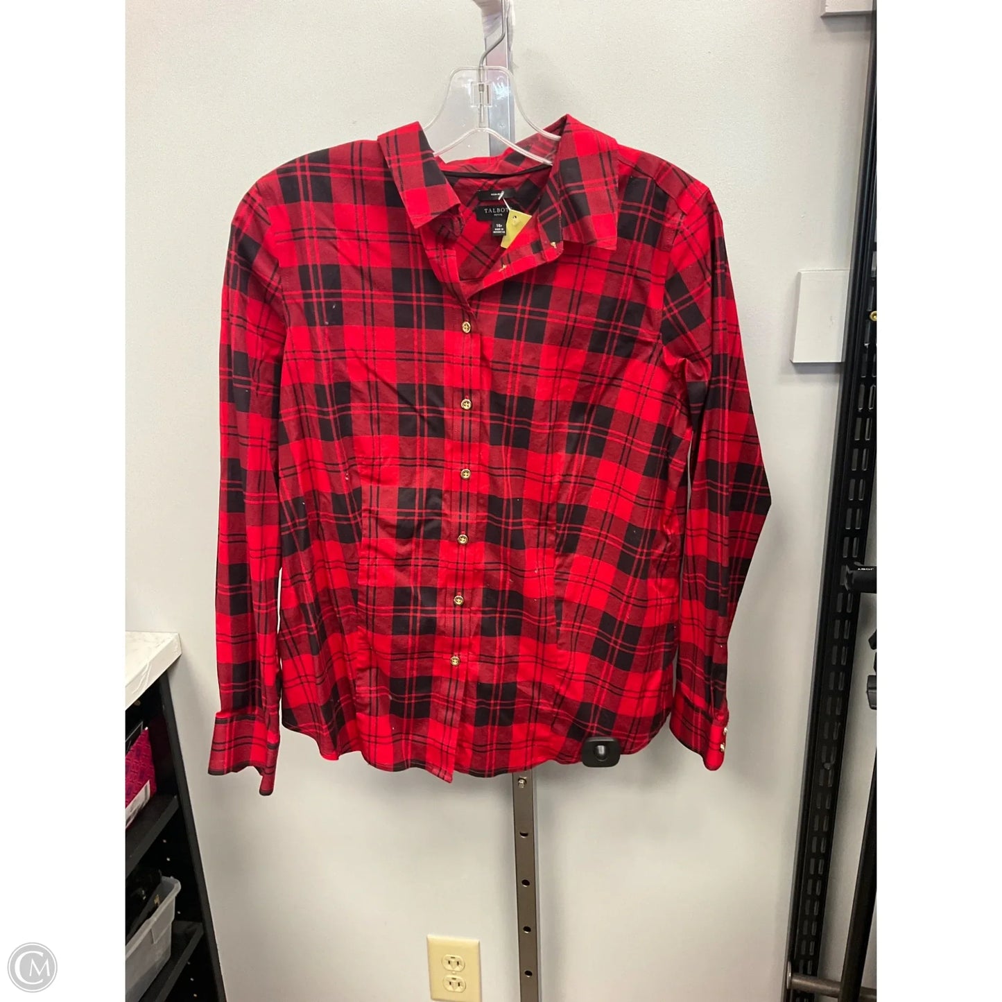 Top Long Sleeve By Talbots In Plaid Pattern, Size: 10p