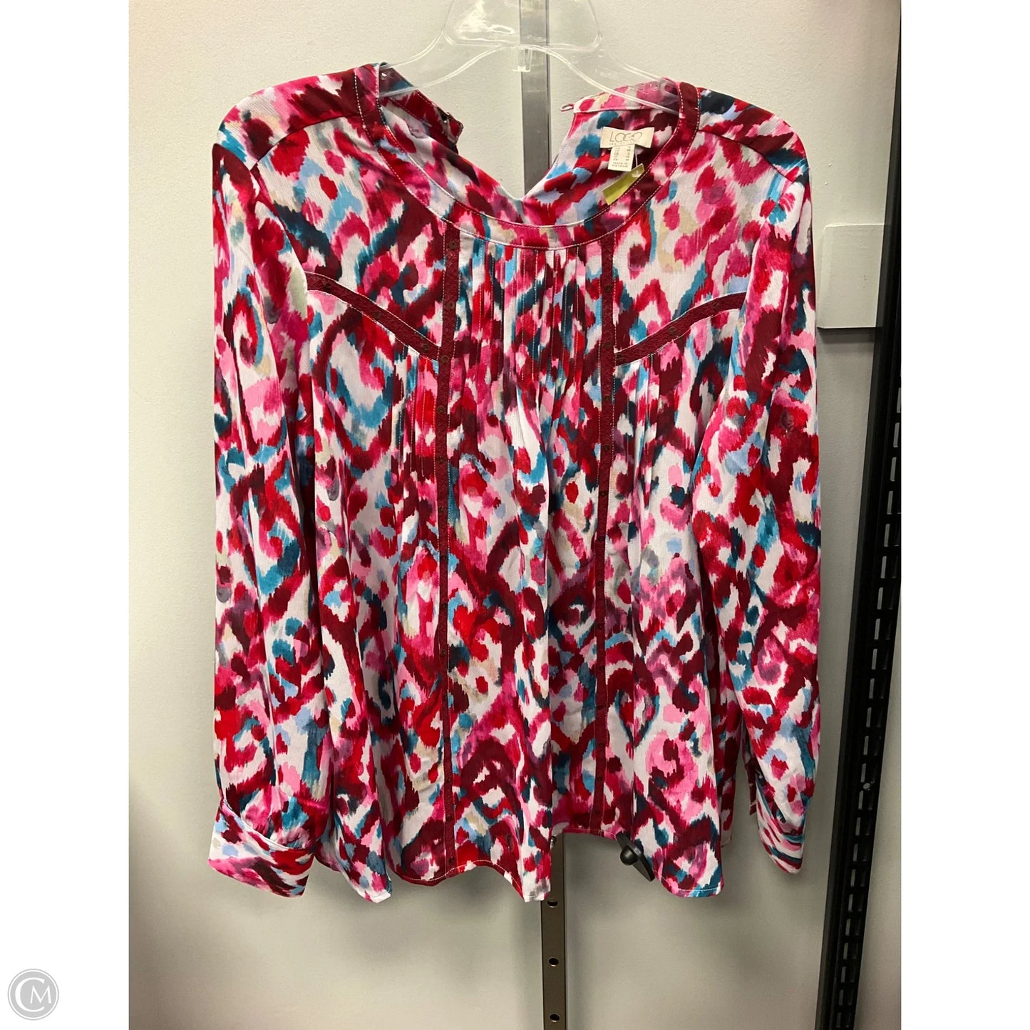 Top Long Sleeve By Logo In Pink & Red, Size: S