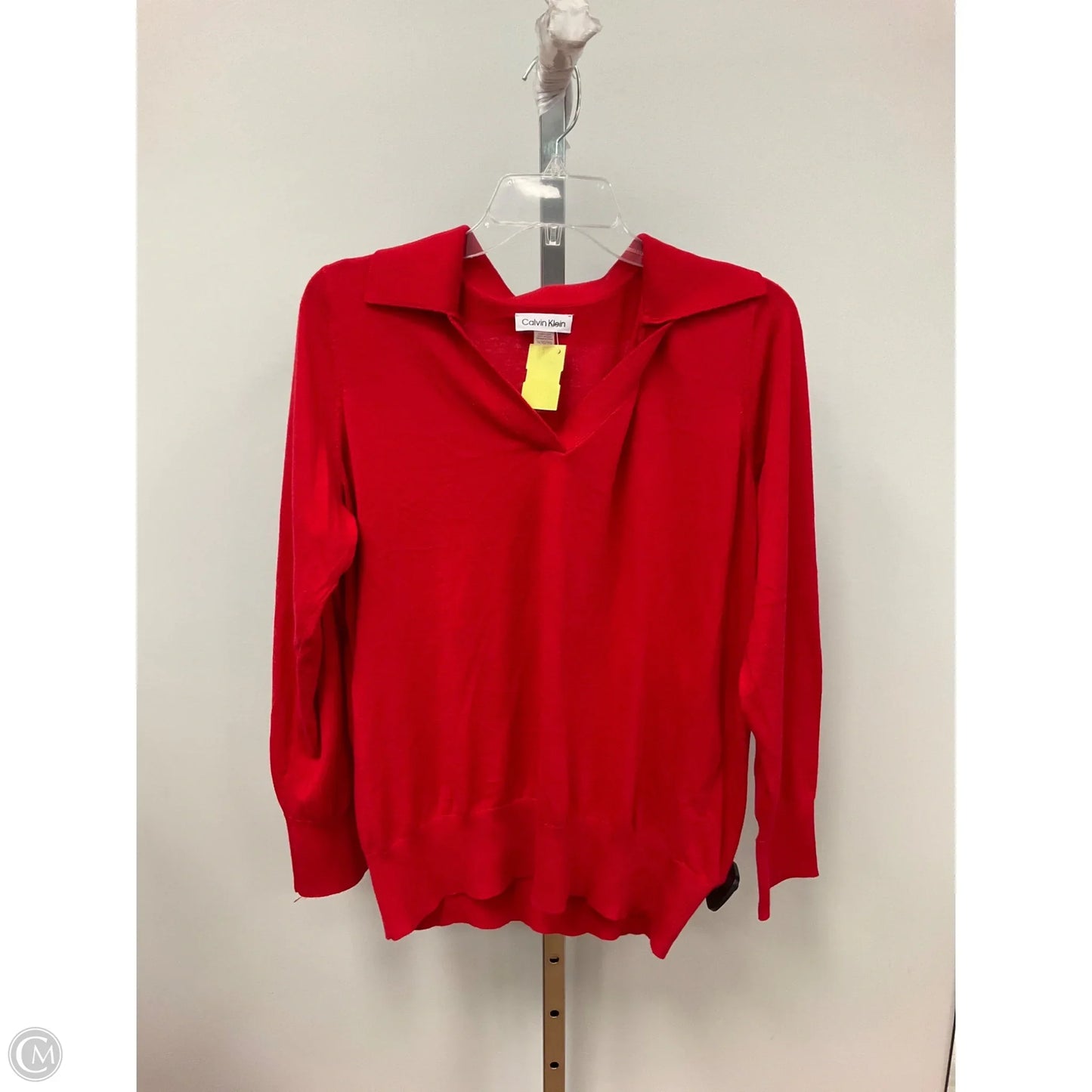 Top Long Sleeve By Calvin Klein In Red, Size: 1x