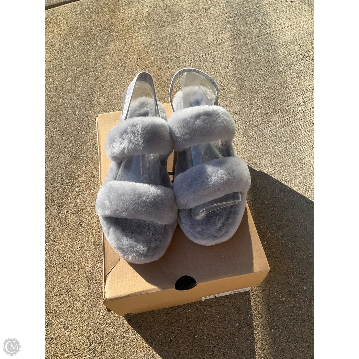 Slippers Designer By Ugg In Grey, Size: 11