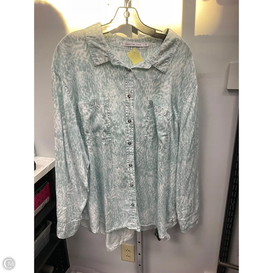 Top Long Sleeve By Calvin Klein In Aqua, Size: 3x