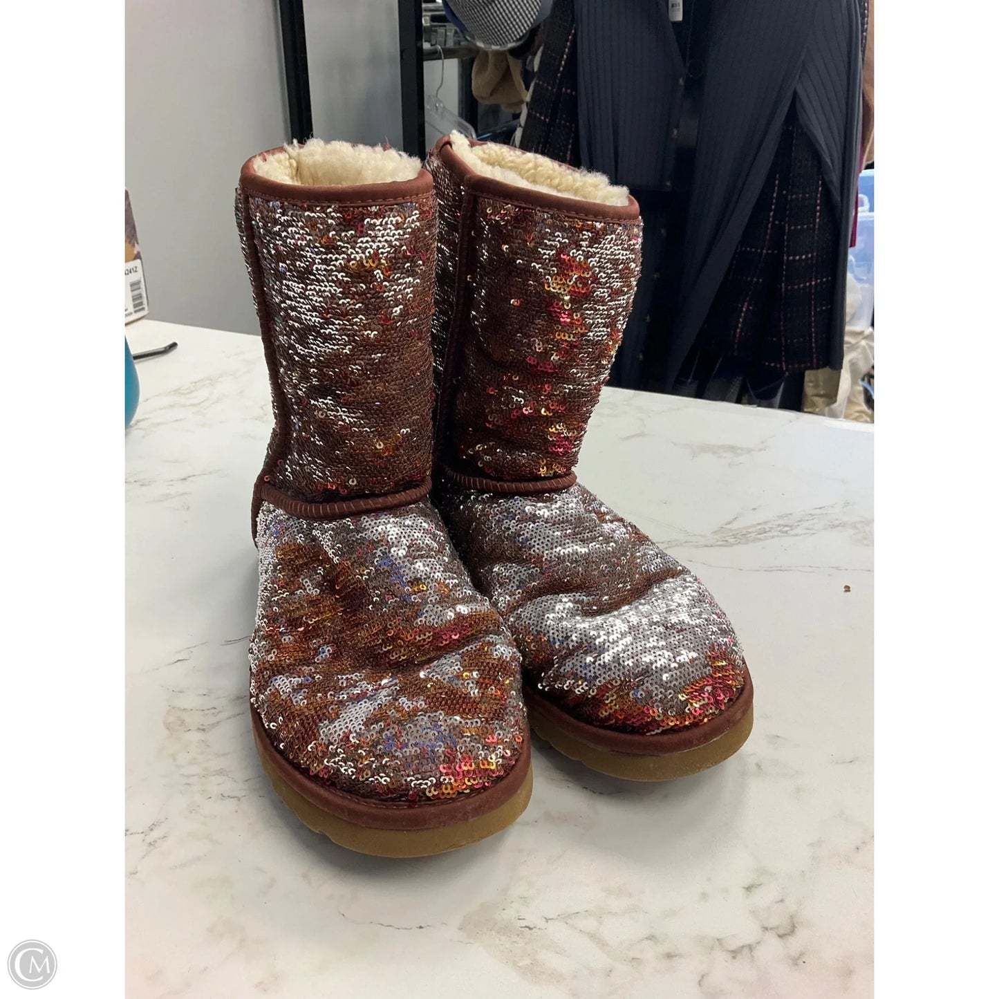 Boots Designer By Ugg In Brown, Size: 8