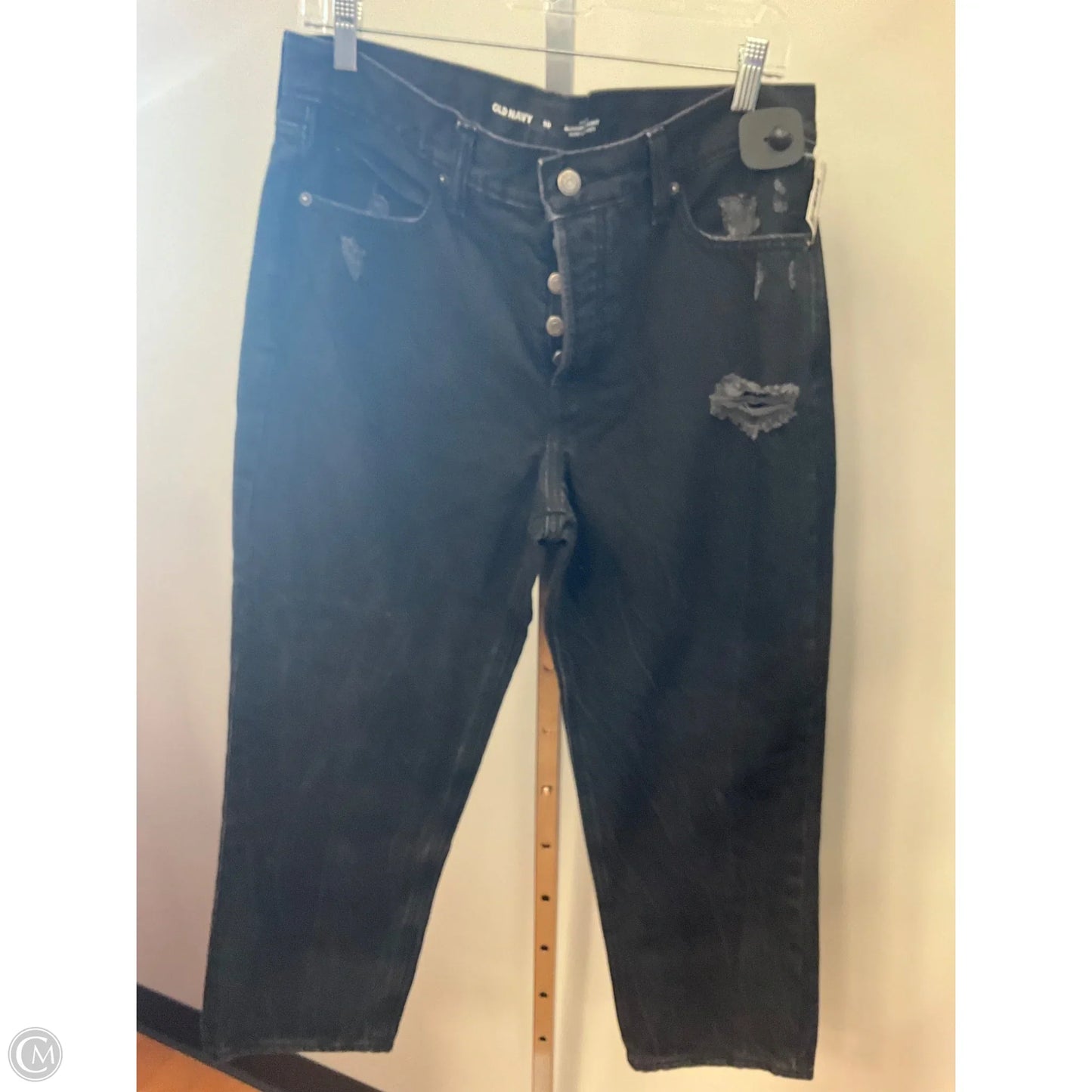 Jeans Straight By Old Navy In Black Denim, Size: 10