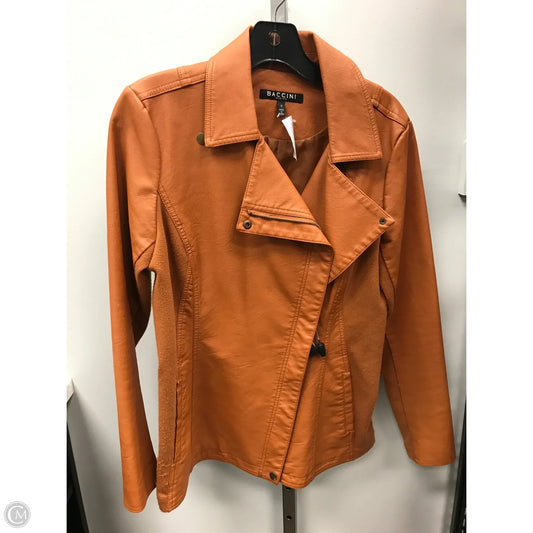 Jacket Moto By Baccini In Tan, Size: S