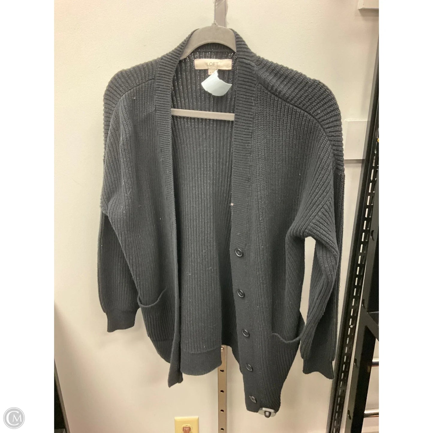 Sweater Cardigan By Loft In Black, Size: M