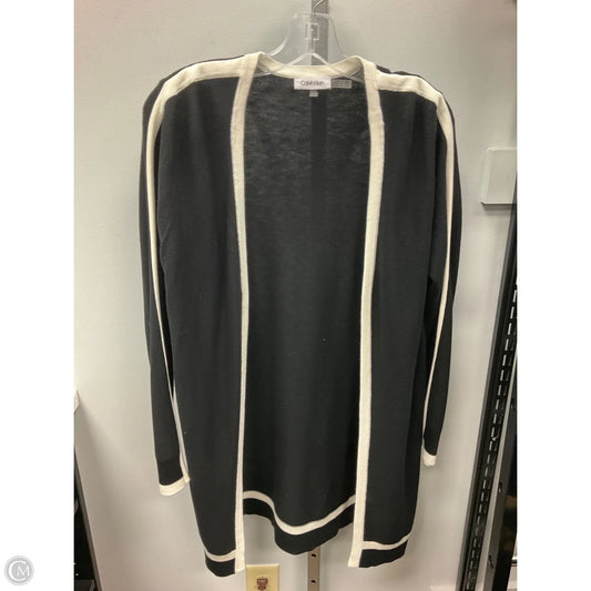 Sweater Cardigan By Calvin Klein In Black & White, Size: M