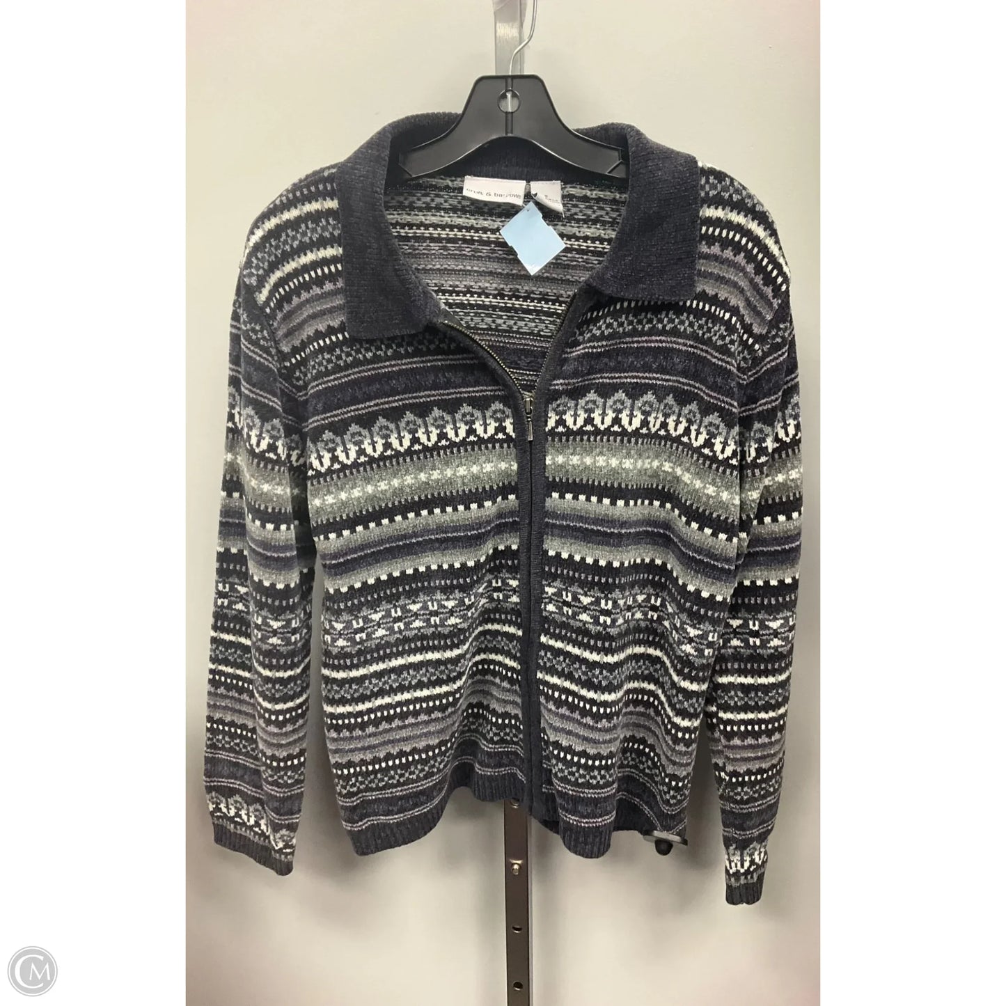 Sweater Cardigan By Croft And Barrow In Grey & Purple, Size: S