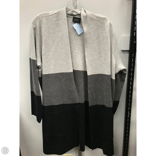 Sweater Cardigan By Cyrus In Black & Grey, Size: 1x