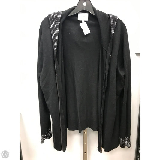 Sweater Cardigan By Cmc In Black & Silver, Size: 1x