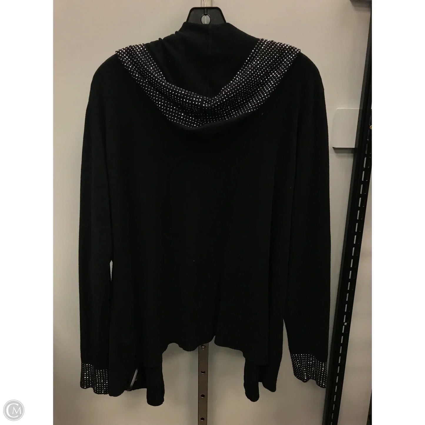 Sweater Cardigan By Cmc In Black & Silver, Size: 1x