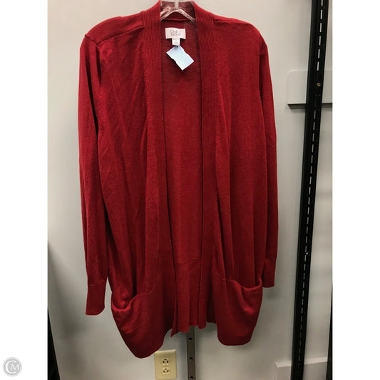 Sweater Cardigan By Croft And Barrow In Red, Size: 1x