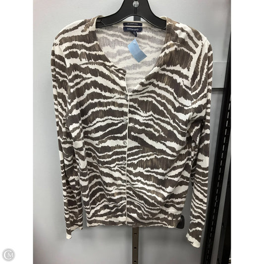 Sweater Cardigan By Lands End In Zebra Print, Size: M