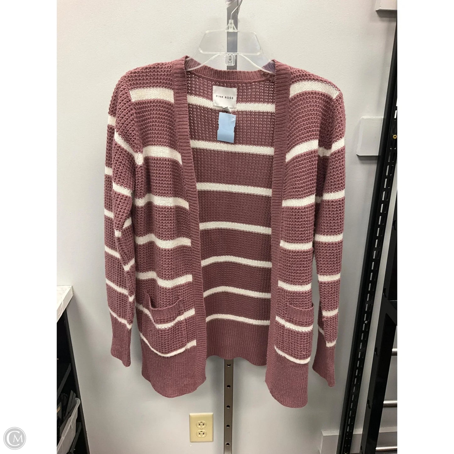 Sweater Cardigan By Pink Rose In Mauve, Size: L