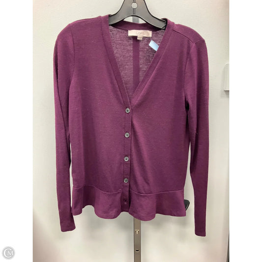 Sweater Cardigan By Loft In Purple, Size: Xxs