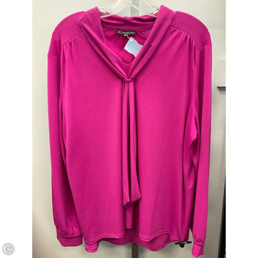 Blouse Long Sleeve By Adrianna Papell In Pink, Size: Xl