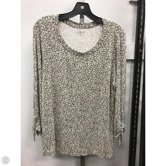 Top Long Sleeve By Loft In Green & White, Size: M
