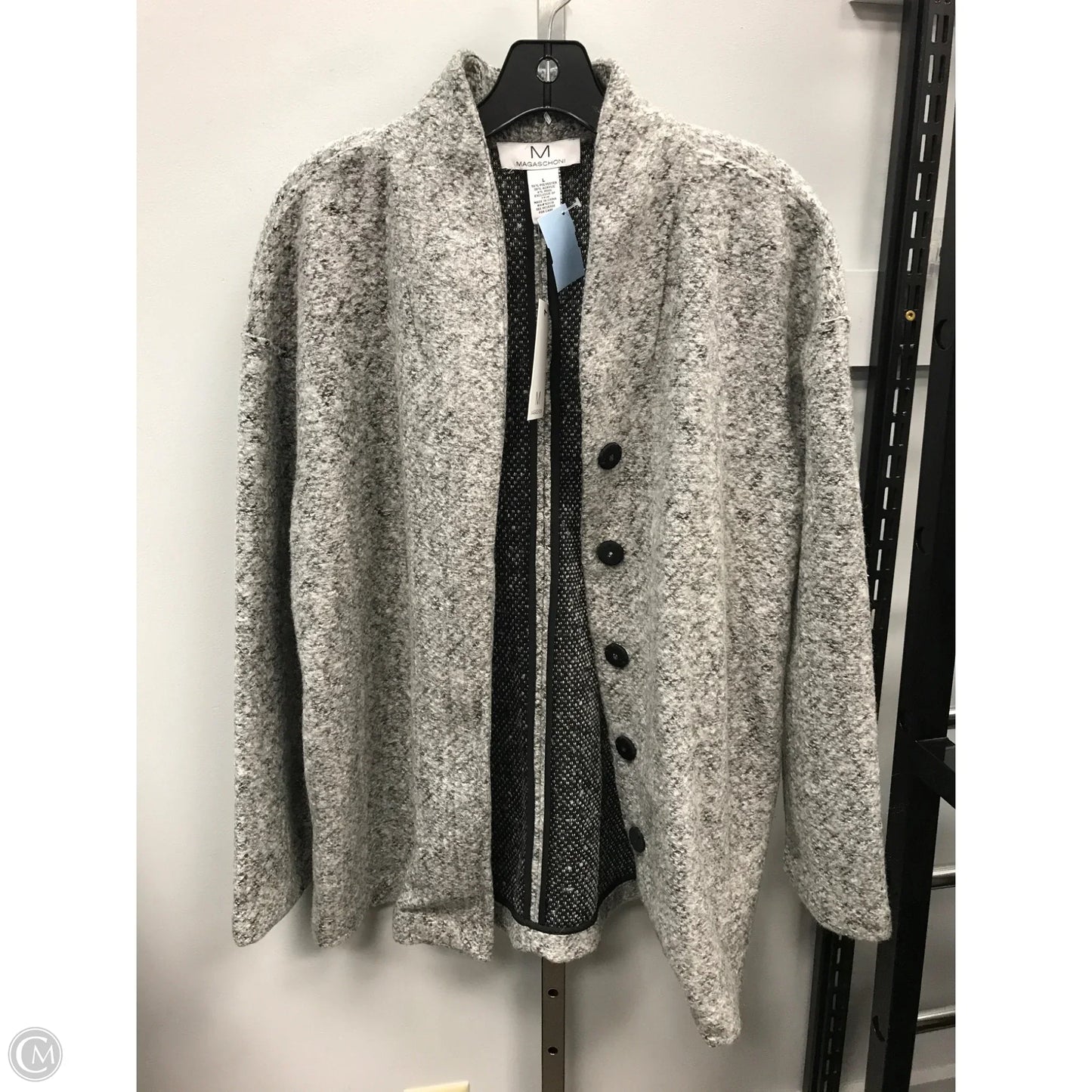 Sweater Cardigan By Magaschoni In Grey, Size: L