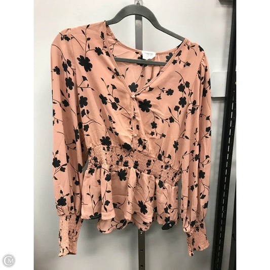 Top Long Sleeve By Sienna Sky In Peach, Size: L