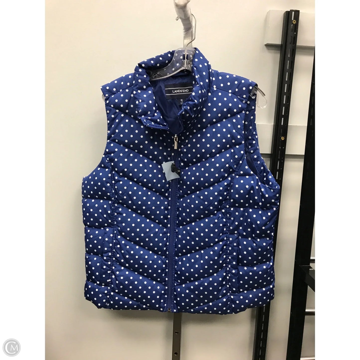 Vest Puffer & Quilted By Lands End In Polkadot Pattern, Size: Xl