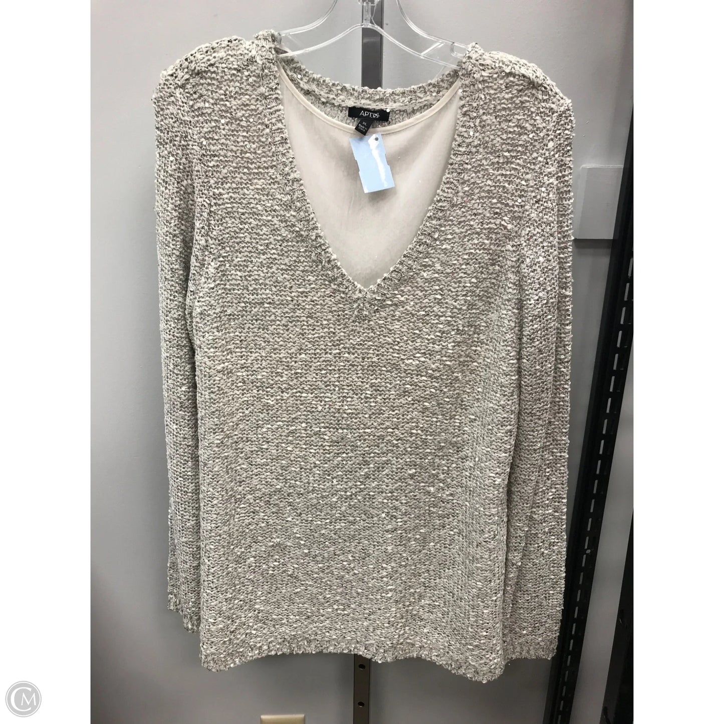 Sweater By Apt 9 In Silver, Size: Xl